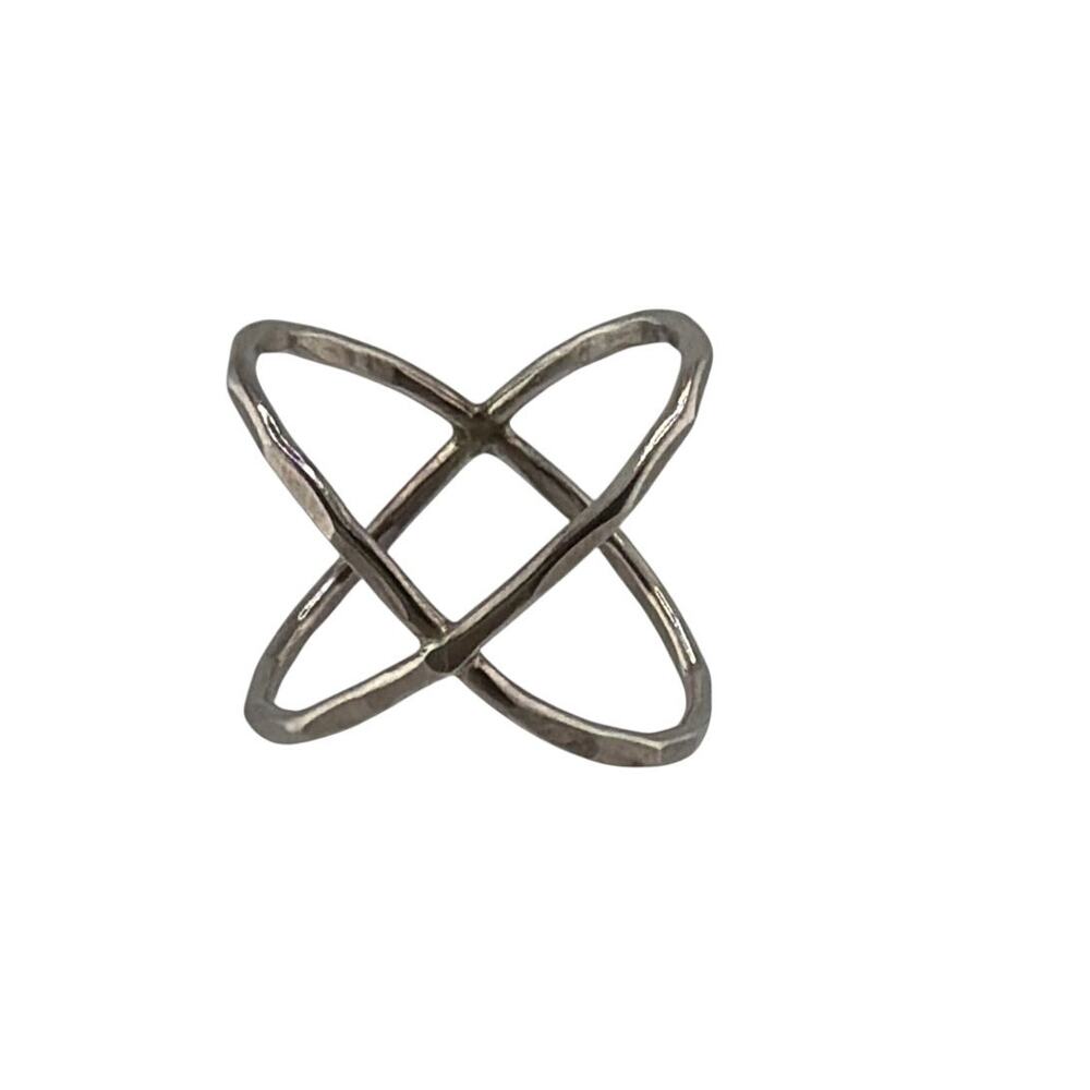 NEW Sterling Silver Artisan Double Circle Ring Size 5